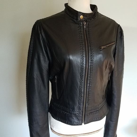 Peruvian Connection Jackets & Blazers - Peruvian Connection Leather Moto Jacket Size 8